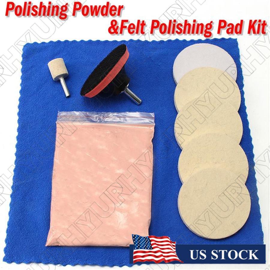 1 Set 10Pcs Car Window Glass Scratch Remover Kit Wool Polishing Pad Cerium Oxide