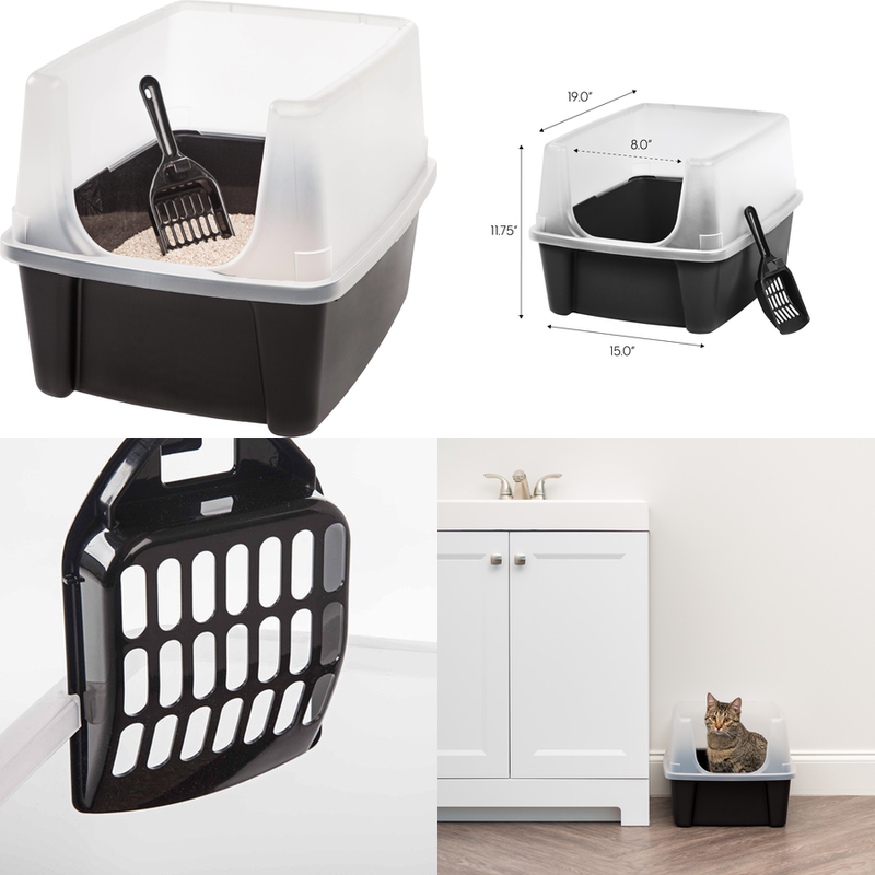 Open-top With Shield And Scoop Extra Tall Walls And Room, Black