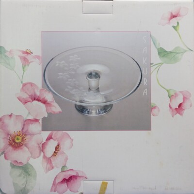 The Toscany Collection Sakura Pedestal Cakeplate Handcut Crystal Cake Stand NIB