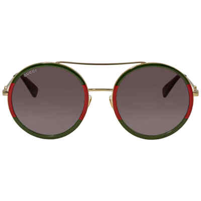 Pre-owned Gucci Green Gradient Round Ladies Sunglasses Gg0061s 003 56 Gg0061s 003 56