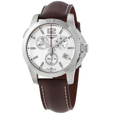 Серебряные мужские часы Longines Conquest - L3.702.4.76.5