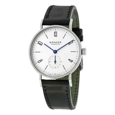 Pre-owned Nomos Tangente Galvanized White Dial Black Leather Men's Watch 101