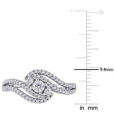 Pre-owned Amour 1/2 Ct Tw Diamond Bypass Ring In 10k White Gold