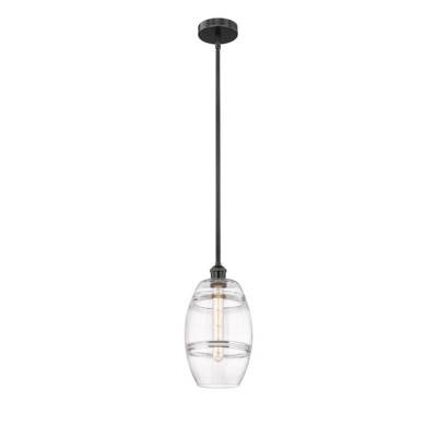 Innovations 616-1S Vaz 1Lt 8'' Stem Mini Pendant, BK/CL - 616-1S-BK-G557-8CL