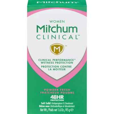 8x Mitchum Women Clinical Powder Fresh AntiPerspirant Deodorant Soft Solid 1.6oz