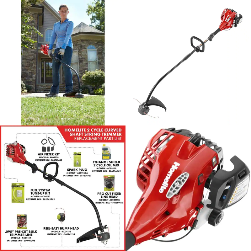 Lightweight Curved Shaft Gas Trimmer 2-Cycle 26 CC Weed Eater Adjustable Handle