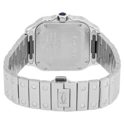 Pre-owned Cartier Santos Medium Model Silvered Opaline Dial Men's Watch Wssa0029