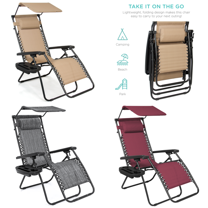 Tray Folding Patio Beach Outdoor Recliner