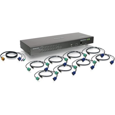 IOGEAR 16-Port USB PS/2 Combo KVM Switch w/ (8) USB KVM Cables & (1) PS/2 Cable