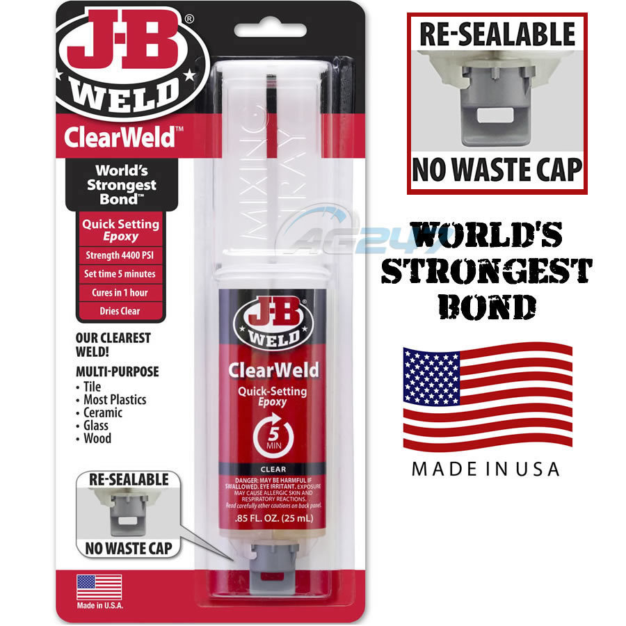 Jb Weld Clear Weld Quick Setting Plastic Ceramic Glass Epoxy Glue Bond Syringe Ebay