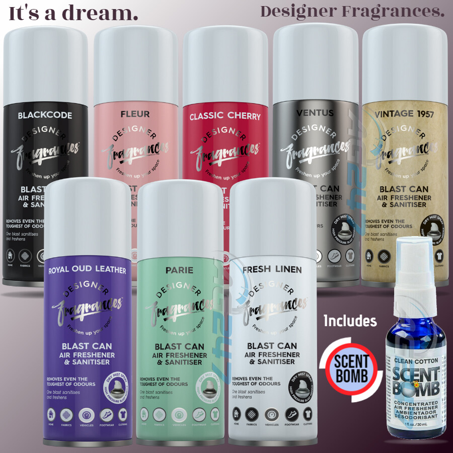 Designer Fragrances Blast Can Spray Car Home Air Freshener Sanitiser
