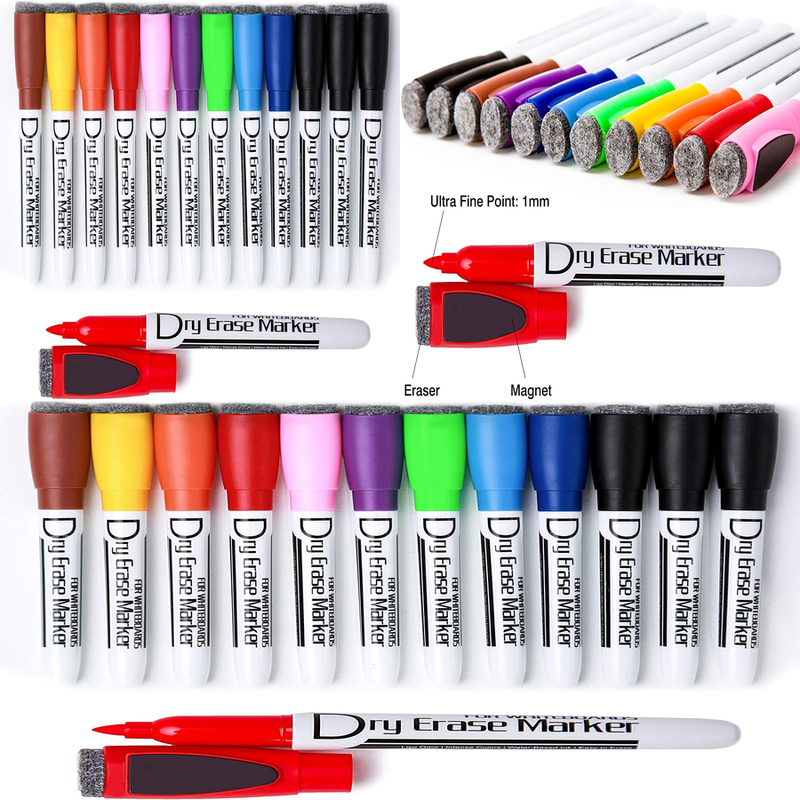 With Eraser Low Odor Fine Tip Whiteboard Pens