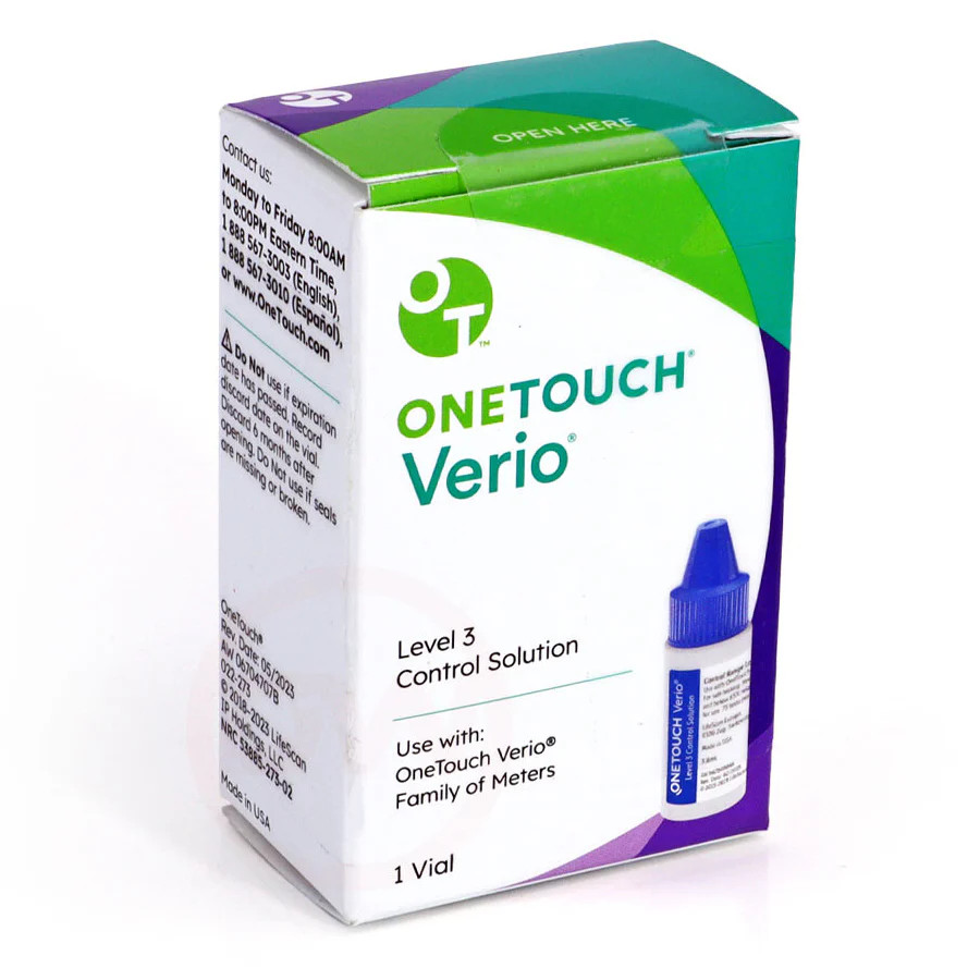 One Touch Verio Control Solution Med Level 3 Vial for Accurate Results 3.8 mL
