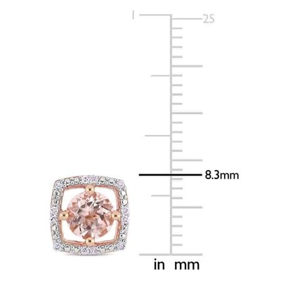 Pre-owned Amour 1 Ct Tgw Morganite And Diamond Stud Earrings In 10k Rose Gold In Check Description