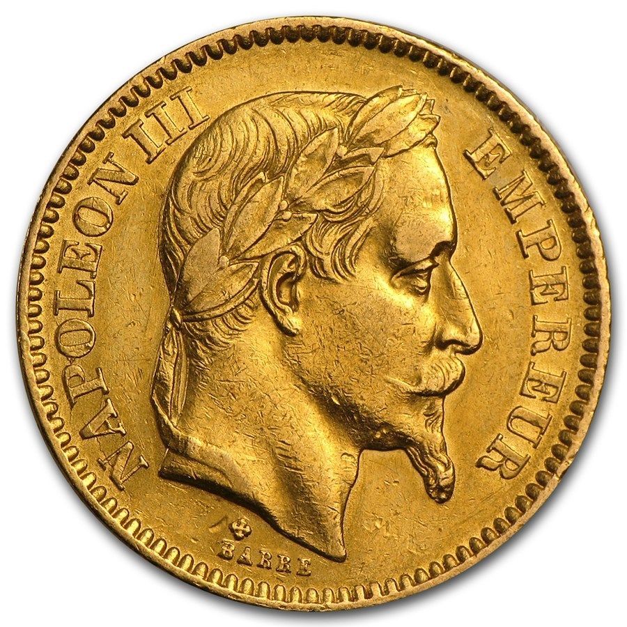 Pièces de monnaie françaises de 5 centimes sur Napoléon III
