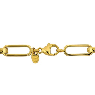 Pre-owned Amour 1/2 Ct Tgw Cubic Zirconia Paperclip Bracelet In 14k Yellow Gold -7.5 In