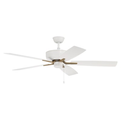 Craftmade 52'' Pro Plus Fan, Brass/White/Washed Oak Blades - P52WSB5-52WWOK