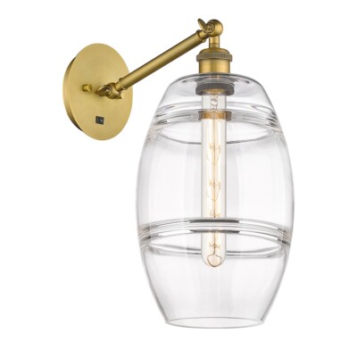 Innovations 317-1W Vaz 1Lt 8'' Sconce, U/D Arm, BS/CL - 317-1W-BB-G557-8CL