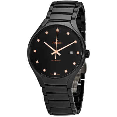 Pre-owned Rado True Automatic Diamond Black Dial Men's Watch R27056732