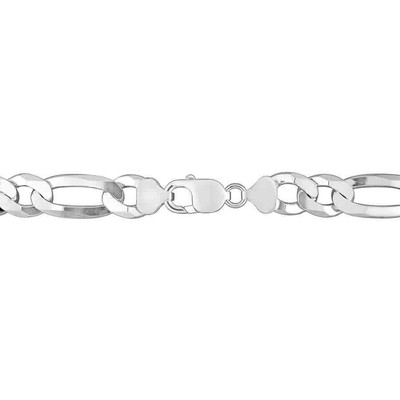 Pre-owned Amour 12.3mm Flat Figaro Chain Necklace In Sterling Silver, 24 In In Yellow
