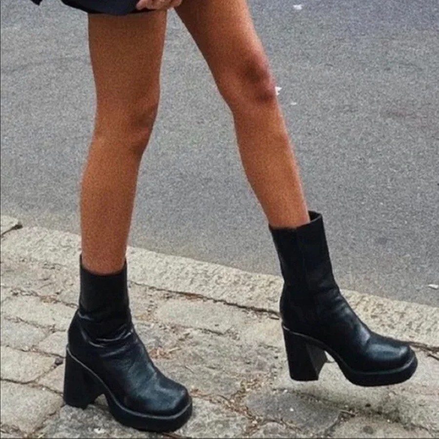 【Steve Madden】アリス・ブーティー New! Steve Madden Fantsie Black Retro Style LeatherBboots
