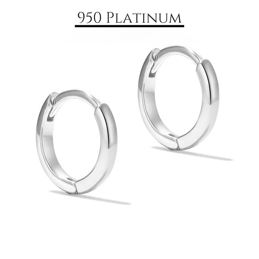 950 Platinum Floating Hoop Earrings - Lightweight, Hypoallergenic, Comfort Fit