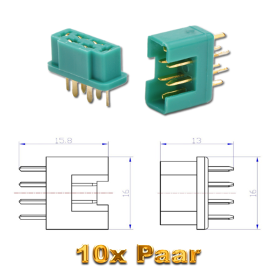 10x Paar 20 Stück MPX Hochstromstecker Stecker Buchse inkl. Schrumpfschlauch 