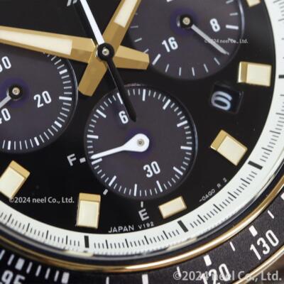 Pre-owned Seiko Prospex Men Watch Japan Sbdl113 Speedtimer Black X Gold Solar Chronograph In Silver