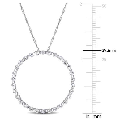 Pre-owned Amour 1 1/2 Ct Tgw White Sapphire Circle Of Life Pendant With Chain In 10k White