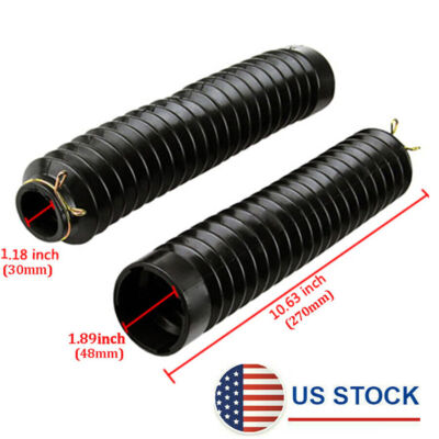 2x Motorcycle Rubber Front Fork Cover Dust Gators Boot Black 10x1.18'' Universal