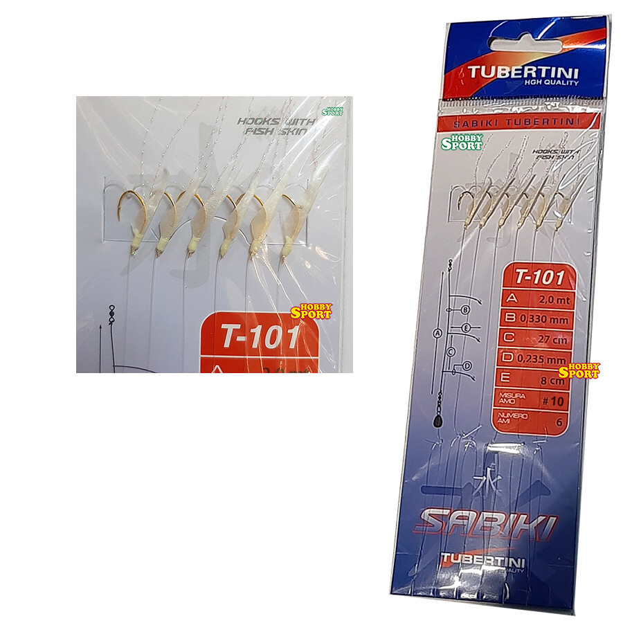 SABIKI TUBERTINI T 101 - HOOK SIZE 10 ARTIFICIALE MARE  PELLE DI PESCE 6 AMI
