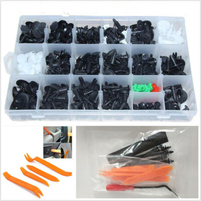 425 Pcs Car Mixed Fastener Clips Retainer Rivet+Portable Handheld Tool Universal
