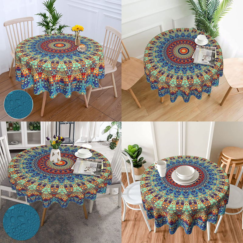 Round Tablecloth 60 Inch Stain Resistance Polyester Table Cl