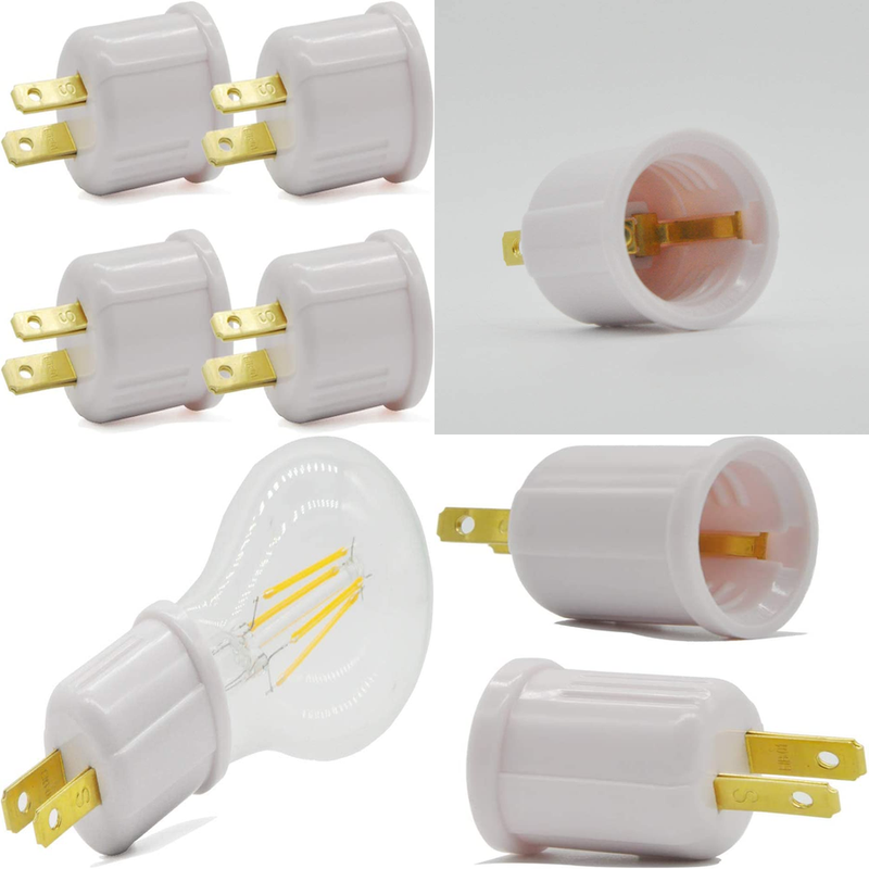 High Quality 4 Pack Outlet to Socket Adapter Plug-In Light to Light Bulb E26 E2