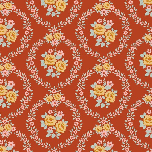 Quilting Patchwork Fabric TILDA Village Life Mable Rust 50x55cm FQ