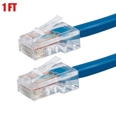 1FT CAT5E RJ45 Network LAN Ethernet UTP Patch Cable Gold 24AWG Copper Wire Blue
