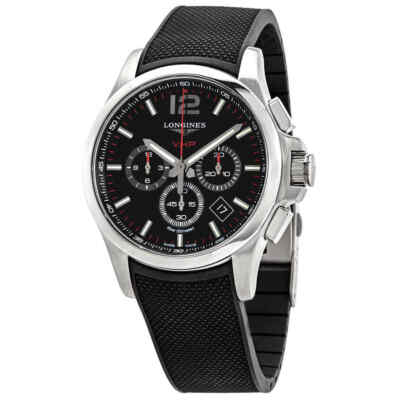 Мужские часы Longines Conquest V.H.P. с вечным хронографом и черным циферблатом