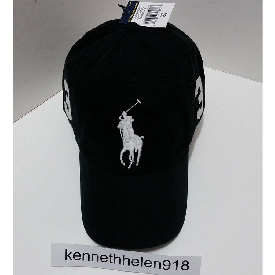 POLO RALPH LAUREN BIG PONY BASEBALL CAP HAT BLACK ONE SIZE