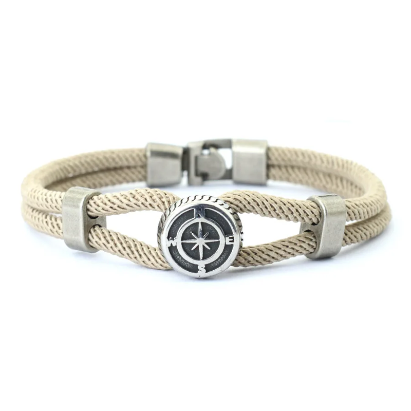 Compass Bracelet Man Viking Nautical Rope Bangle Handmade Weaven Surfer