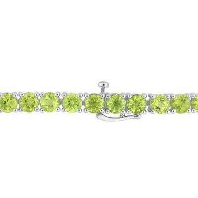 Pre-owned Amour 19 5/8 Ct Tgw Peridot Tennis Bracelet In Sterling Silver In White