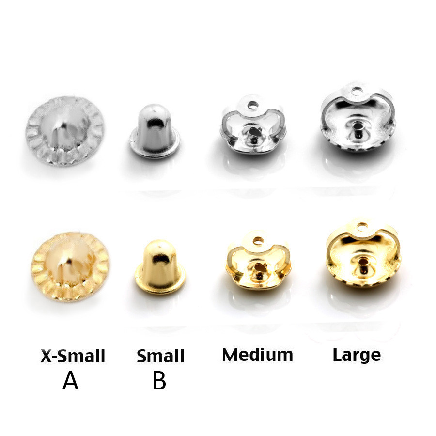 14k Solid White & Yellow Gold Screw Backs Earrings