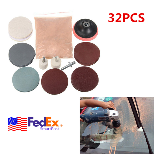 32x Car Glass Polishing Kit Deep Scratch Remover Tool w/ Cerium Oxide Powder USA