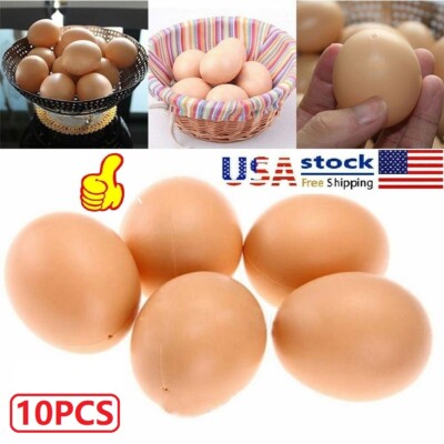 10PCS Fake Dummy Eggs Hen Poultry Chicken Joke Prank Plastic Home Party Decor