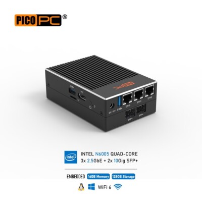 Mini PC firewall router 3 LAN 2.5GbE 10Gig SFP+, 16GB RAM, 128GB Storage, Wifi 6
