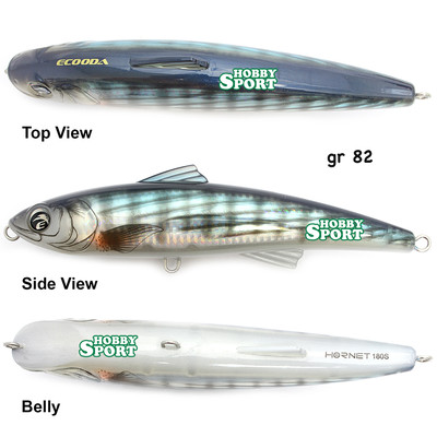 STICK BAIT 82 GR ECOODA HORNET 180 S  COL A003 BONITO   FLOATING  PER TONNO