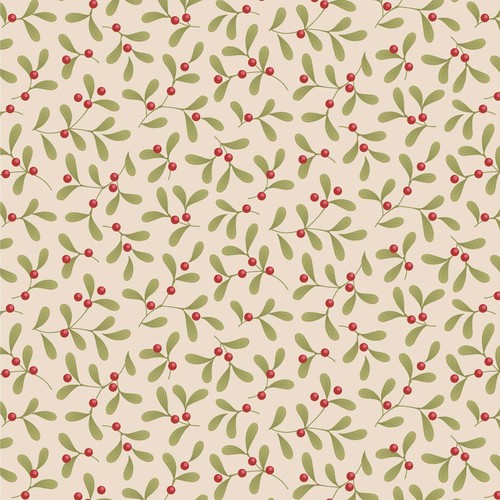 Quilting Patchwork Fabric TILDA Merry Little Christmas Mistletoe Cream 50x55c...