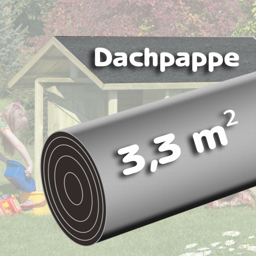 (3,93€/1qm) Bitumen - Dachpappe 3,3 m² schwarz besandet für Spielhaus