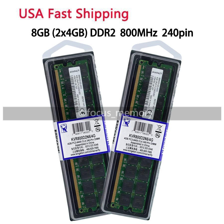 Kingston 8 GB (2x 4GB) DDR2 800MHz PC2-6400 DIMM Desktop Mem