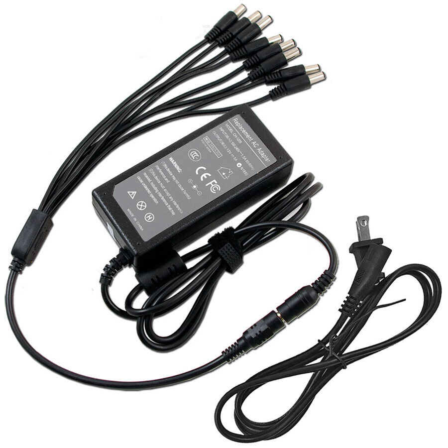 Cable Us Plug For 12v Cctv W/ 8 Way Splitter Cable