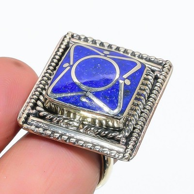 Lapis Lazuli Gemstone Adjustable Ring Tibetan Silver Gift Nepali Jewelry NR 3193